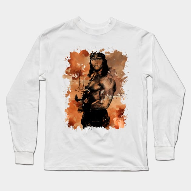 Conan The Barbarian Thulsa Doom - Brown Watercolor Splash Long Sleeve T-Shirt by sgregory project